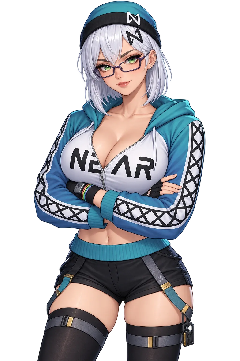 NEAR-chan with her arms crossed, in charge.