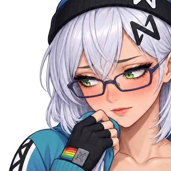 NEAR-chan blushing, hiding behind her hand.